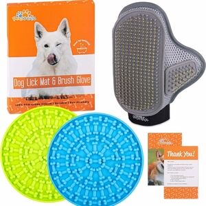 Dog Lick Mat + Dog Brush Set,